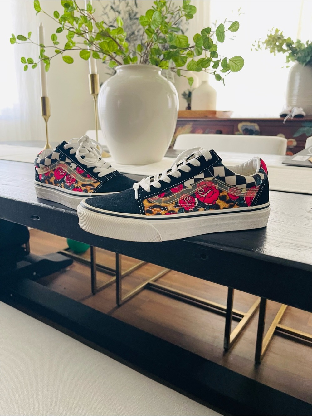 Vans floral cheetah she’s sz 6 woman’s